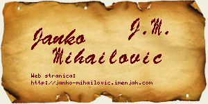 Janko Mihailović vizit kartica